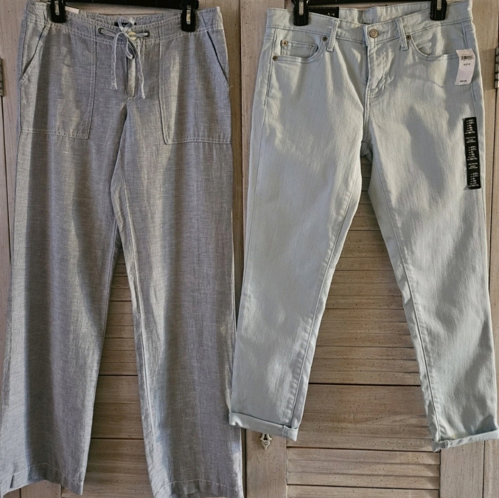 NWT LOT of #2 Womens GAP Pants Blue & Blu & Wht Stripes Size 4